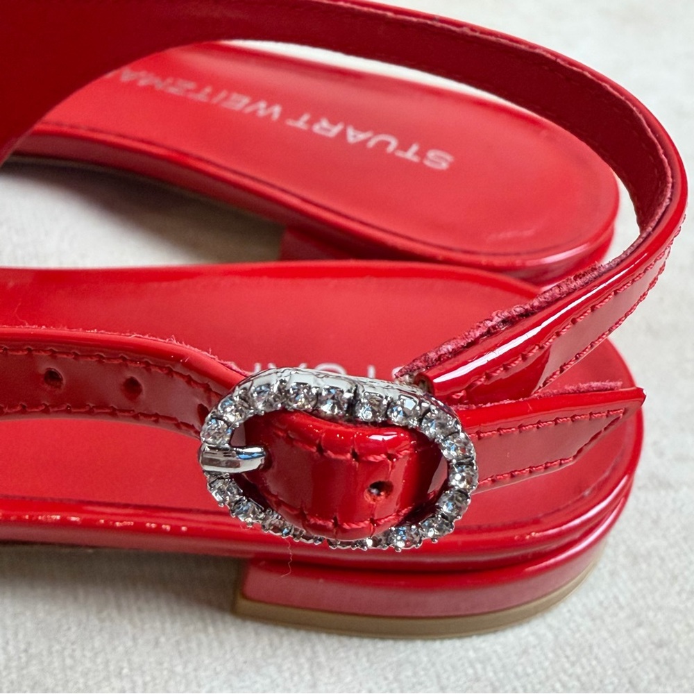Stuart Weitzman Claris Mary Jane Slingback Red Patent Cherry  Size 7 / 37.5 - Picture 10 of 15
